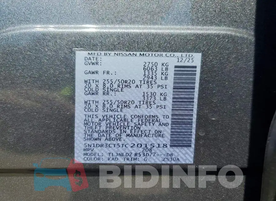 5N1DR3CT5TC201518 Photo# 13
