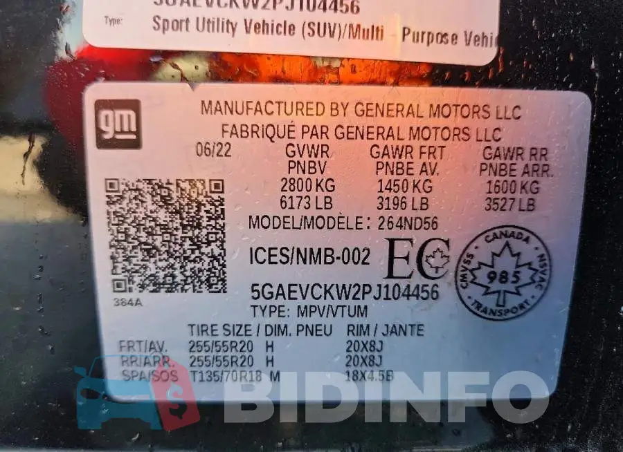 5GAEVCKW2PJ104456 Photo# 14
