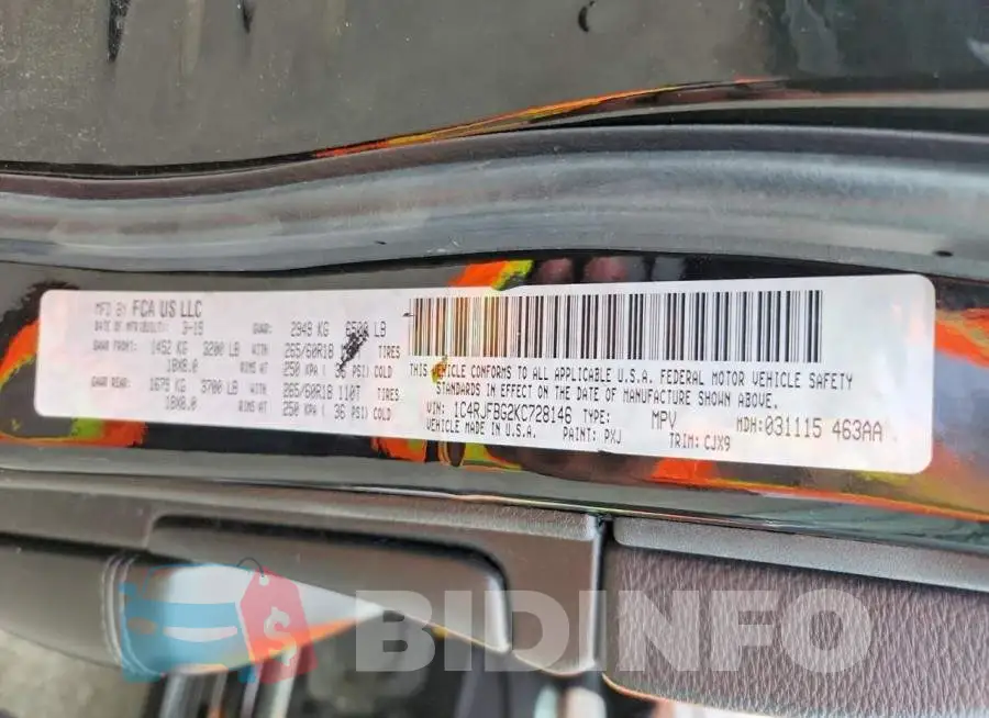 1C4RJFBG2KC728146 Photo# 13