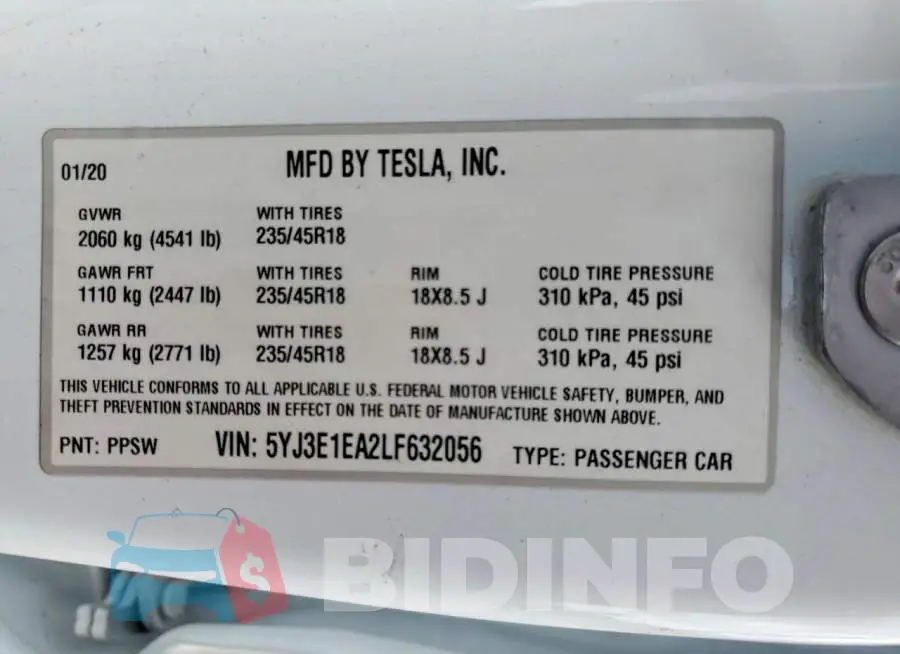 5YJ3E1EA2LF632056 Photo# 12