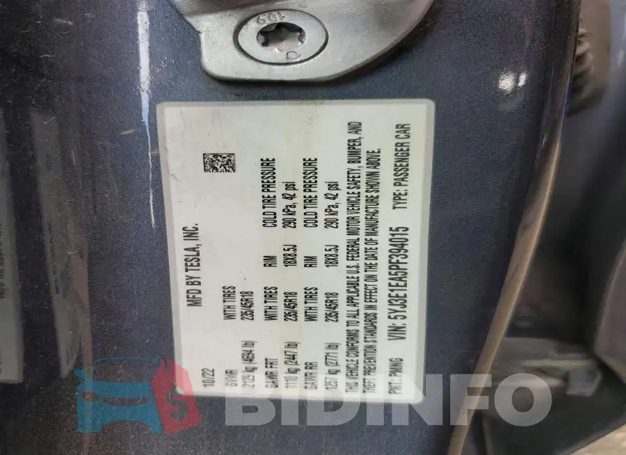 5YJ3E1EA5PF394015 Photo# 13