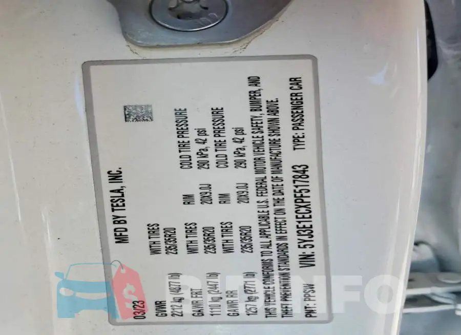 5YJ3E1ECXPF517843 Photo# 13