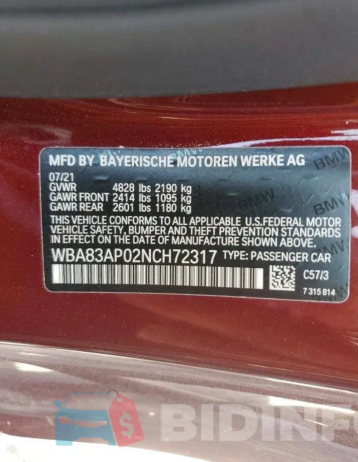 WBA83AP02NCH72317 Photo# 12