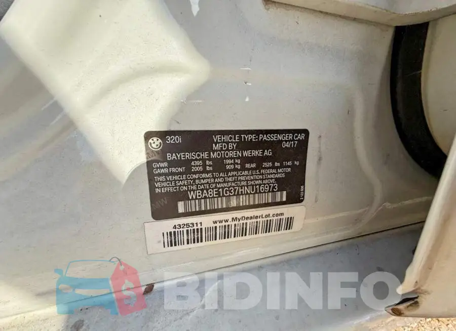 WBA8E1G37HNU16973 Photo# 10