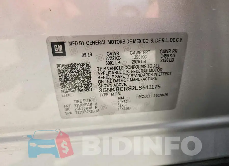 3GNKBCRS2LS541175 Photo# 12