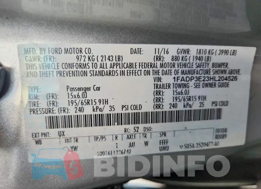 1FADP3E23HL204526 Photo# 13