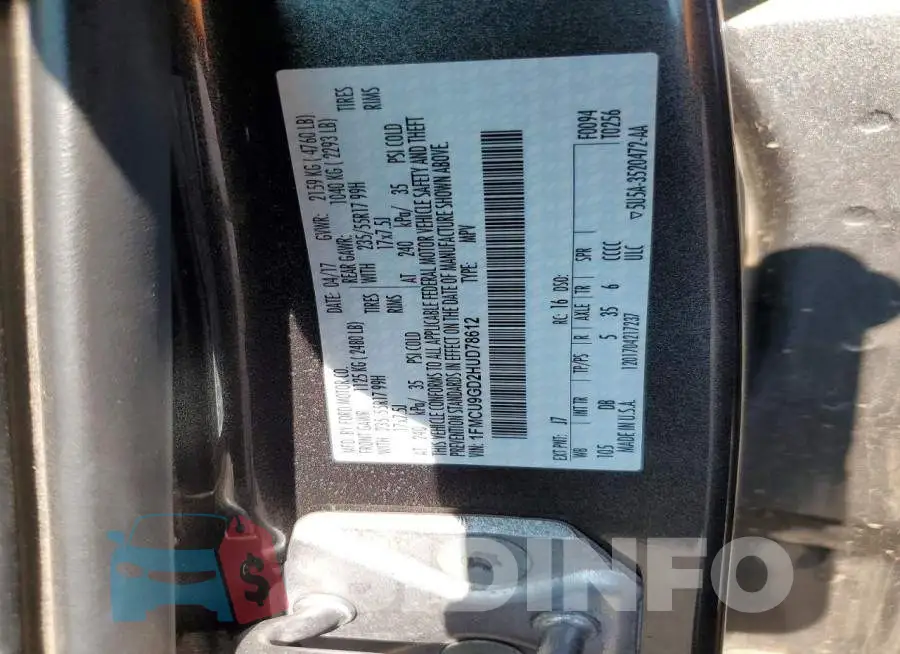1FMCU9GD2HUD78612 Photo# 12