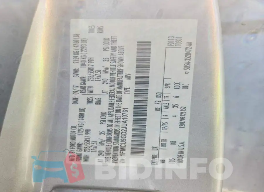 1FMCU9GD2JUA10761 Photo# 13
