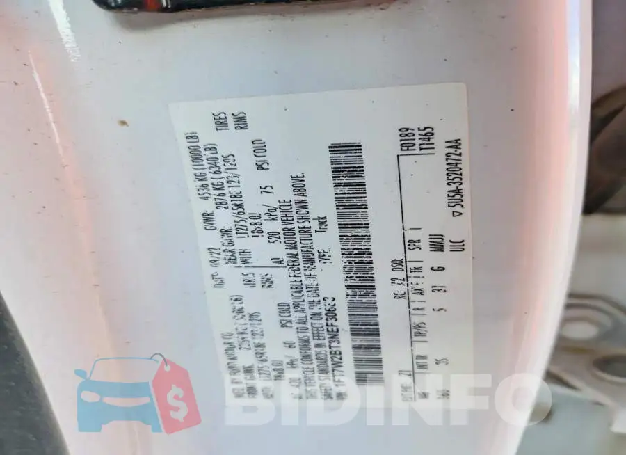 1FT7W2BT3NEF30683 Photo# 13