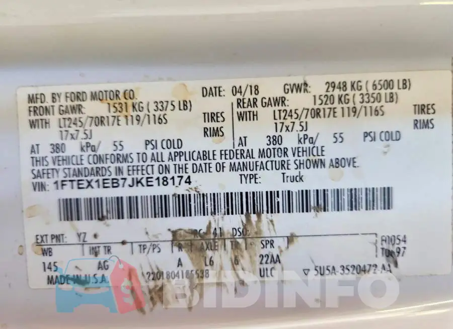 1FTEX1EB7JKE18174 Photo# 12