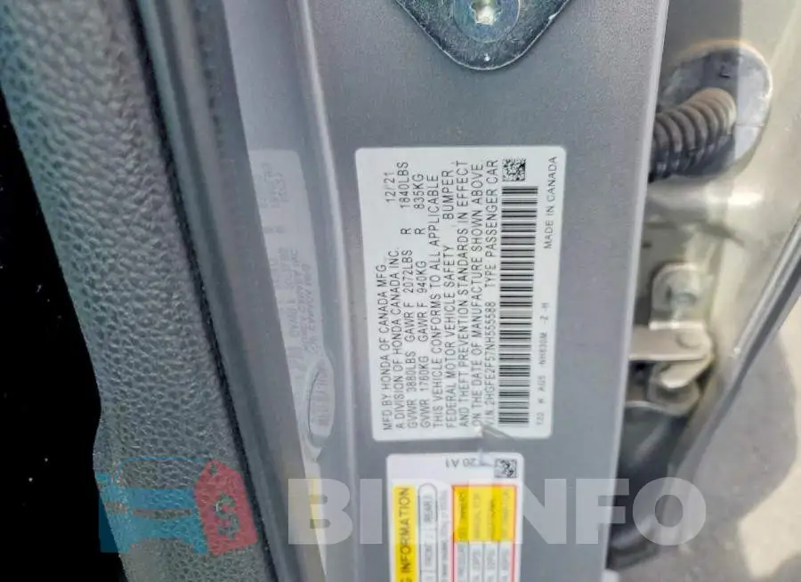 2HGFE2F57NH555588 Photo# 12