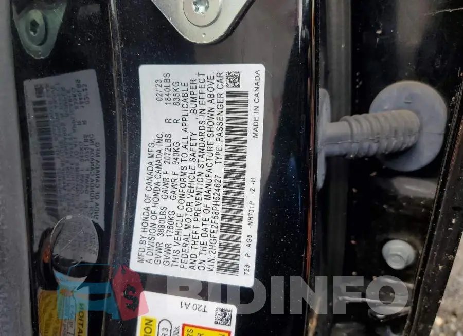 2HGFE2F58PH524627 Photo# 12