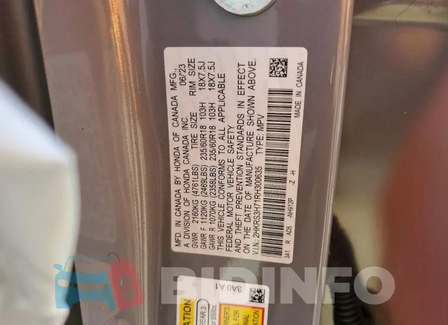 2HKRS3H71RH300635 Photo# 12