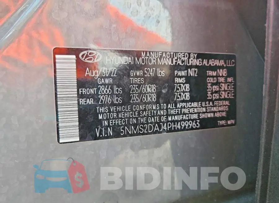 5NMS2DAJ4PH499963 Photo# 13