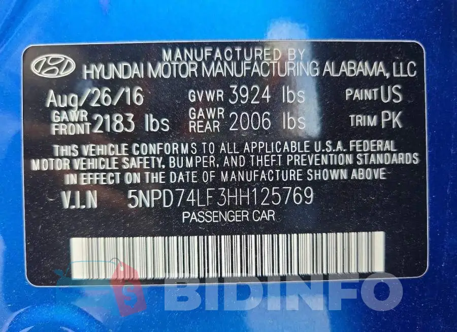 5NPD74LF3HH125769 Photo# 12