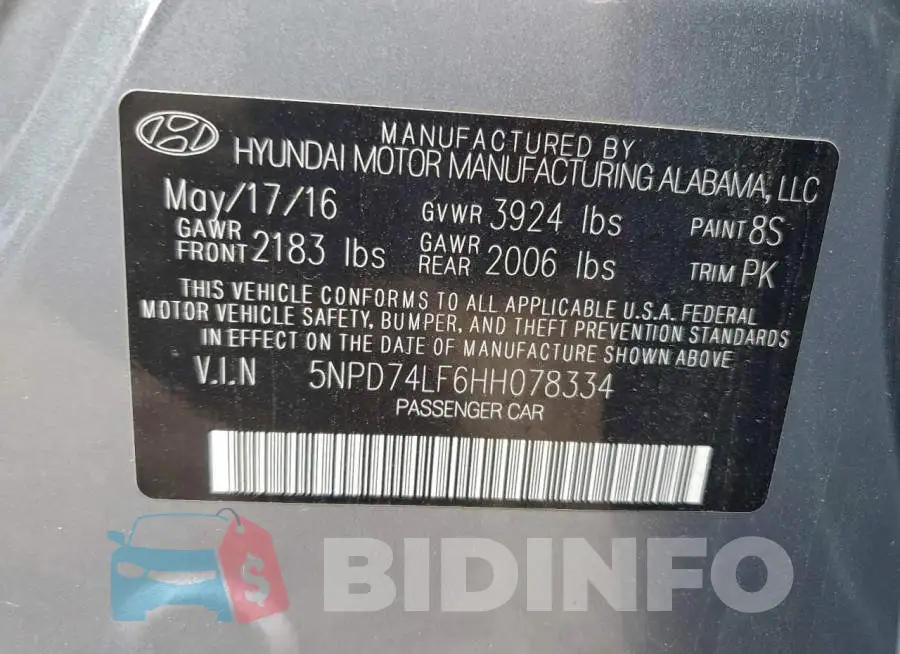 5NPD74LF6HH078334 Photo# 12