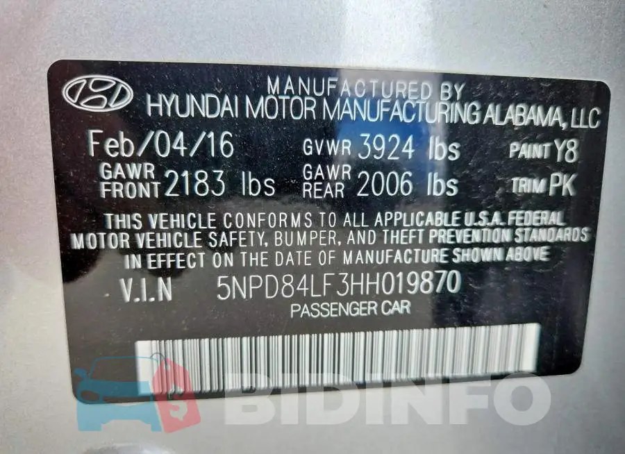 5NPD84LF3HH019870 Photo# 12