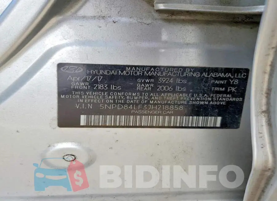 5NPD84LF3JH218858 Photo# 12