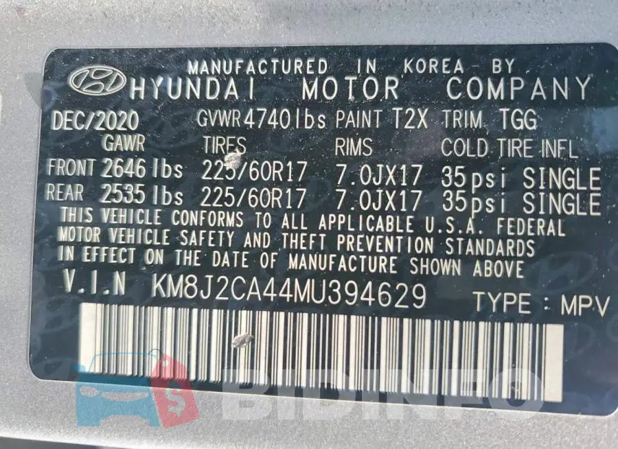 KM8J2CA44MU394629 Photo# 13