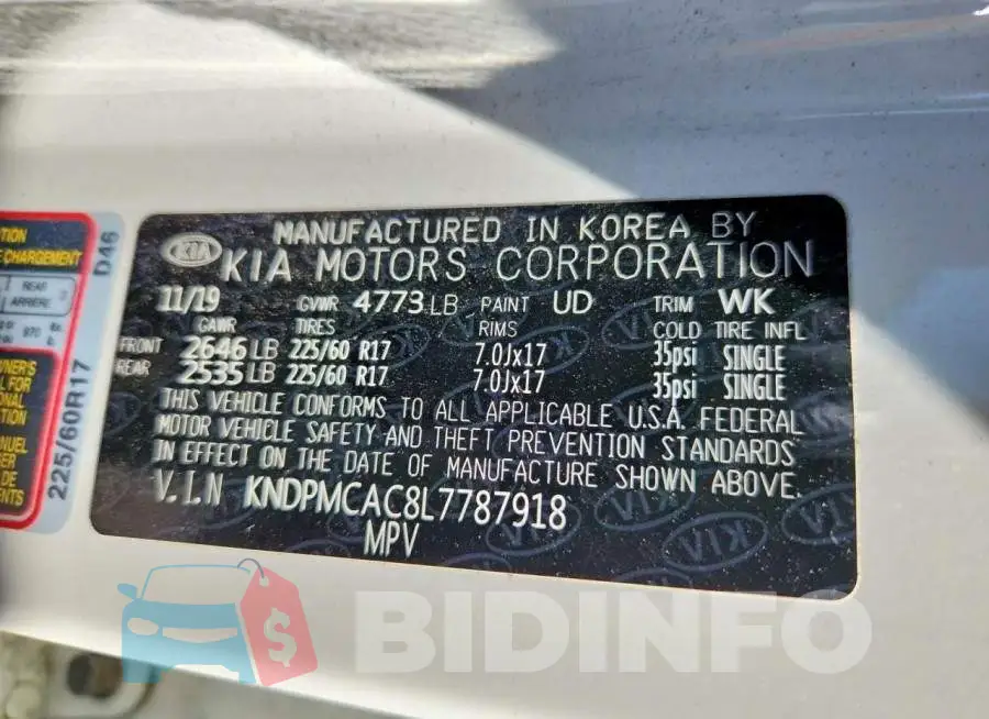 KNDPMCAC8L7787918 Photo# 13