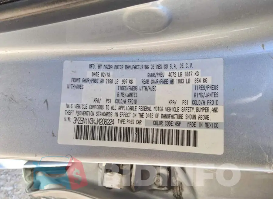3MZBN1V3XJM208224 Photo# 12