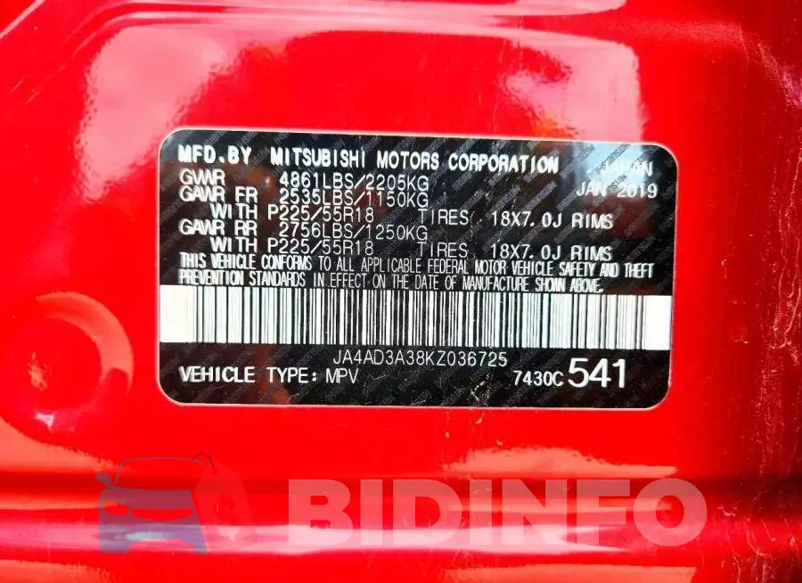 JA4AD3A38KZ036725 Photo# 13