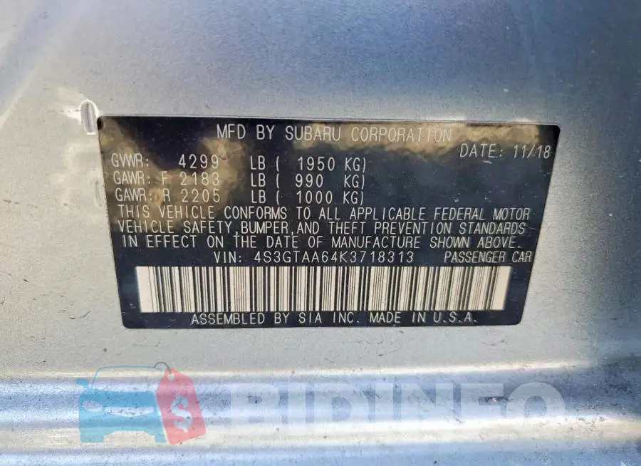 4S3GTAA64K3718313 Photo# 13