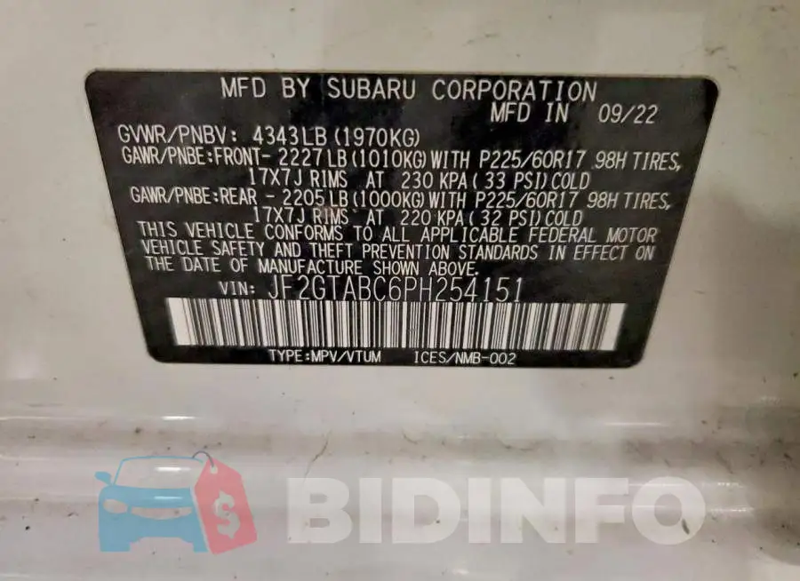 JF2GTABC6PH254151 Photo# 13