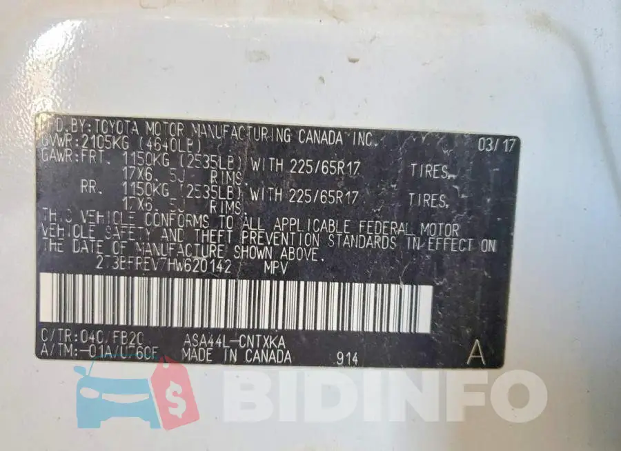 2T3BFREV7HW620142 Photo# 13