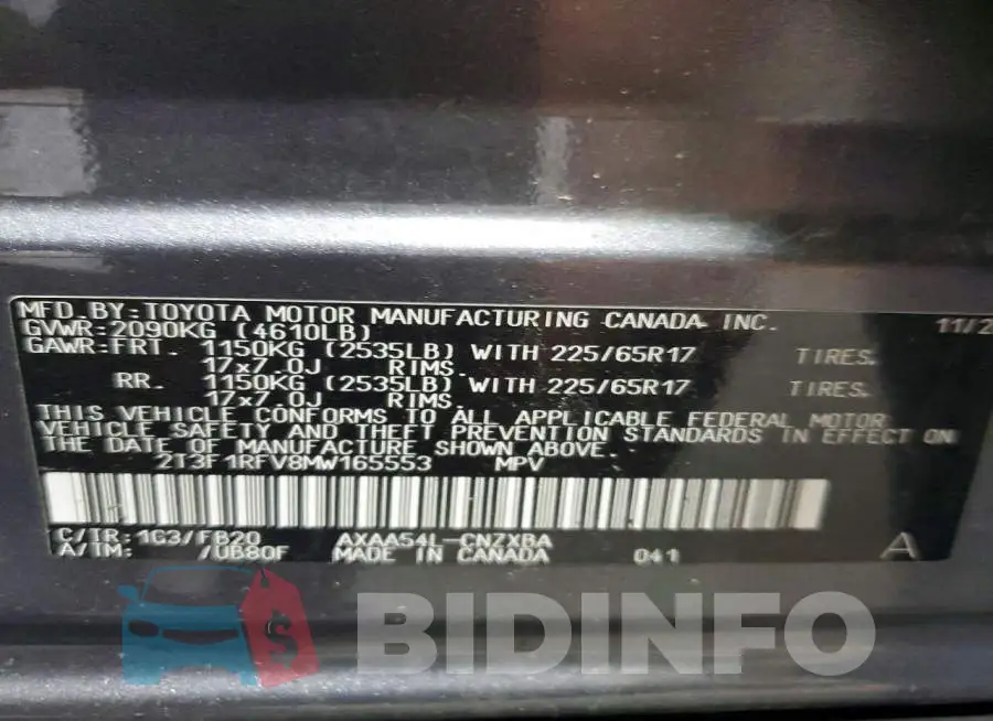 2T3F1RFV8MW165553 Photo# 12