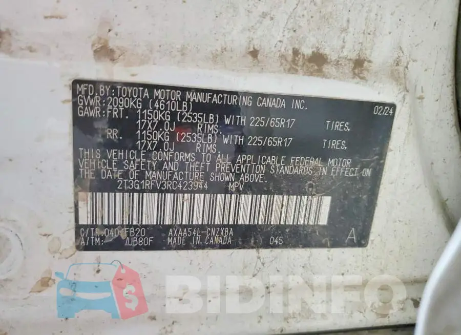 2T3G1RFV3RC423944 Photo# 13