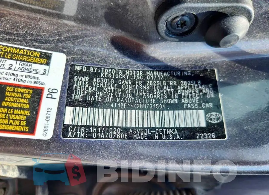 4T1BF1FK2HU731504 Photo# 13