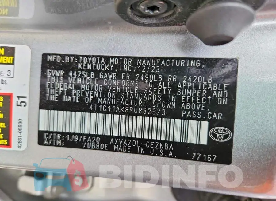 4T1C11AK8RU882973 Photo# 12