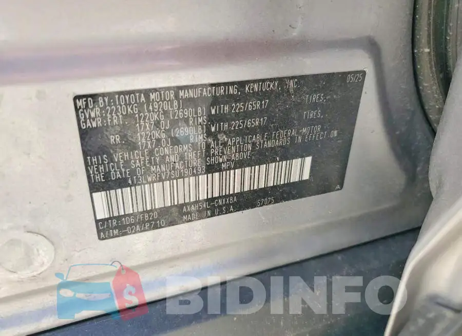 4T3LWRFV7SU190493 Photo# 13