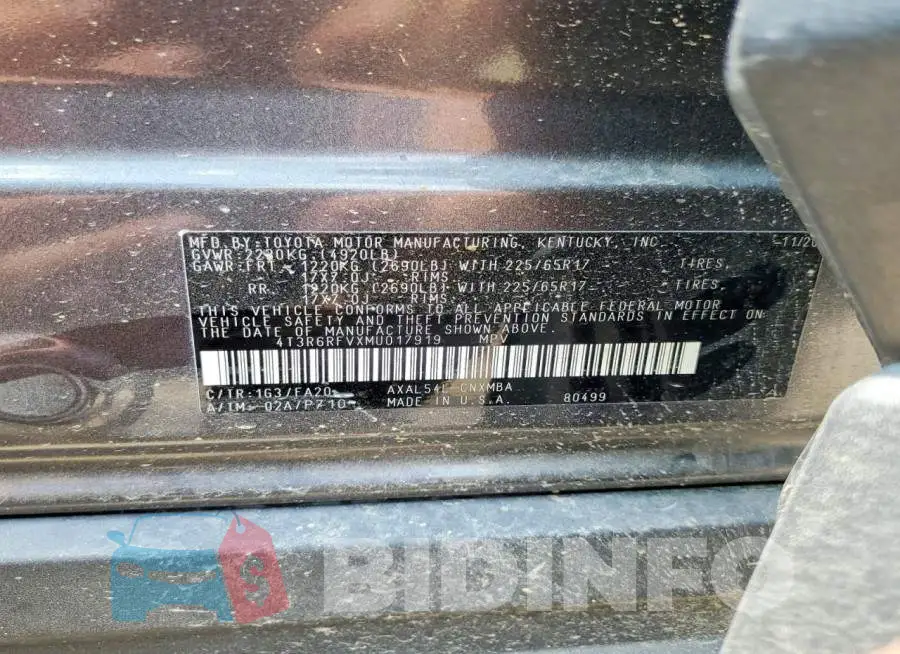 4T3R6RFVXMU017919 Photo# 13