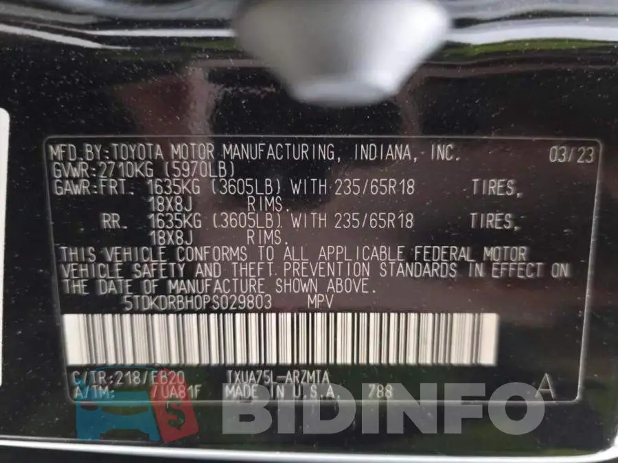 5TDKDRBH0PS029803 Photo# 10