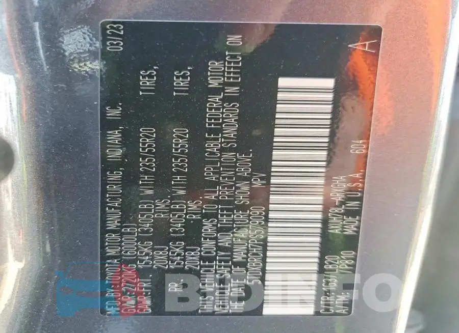 5TDXBRCH7PS579090 Photo# 13