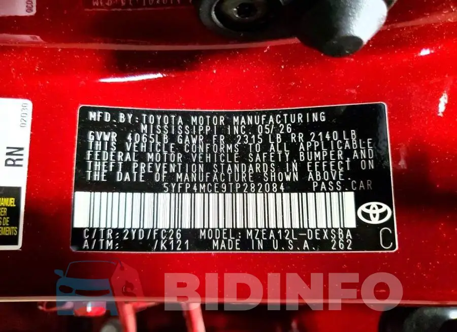 5YFP4MCE9TP282084 Photo# 12
