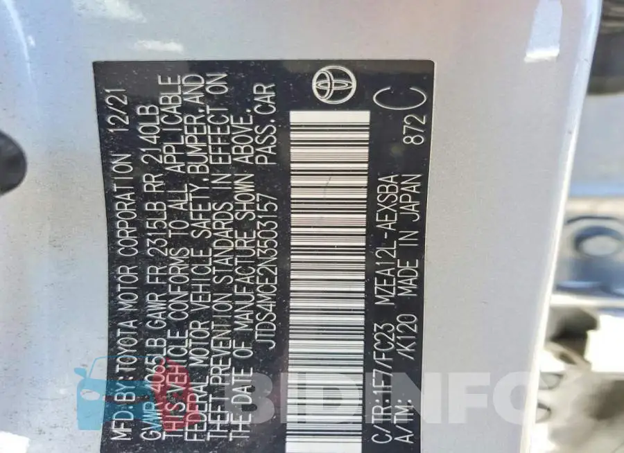 JTDS4MCE2N3503157 Photo# 12