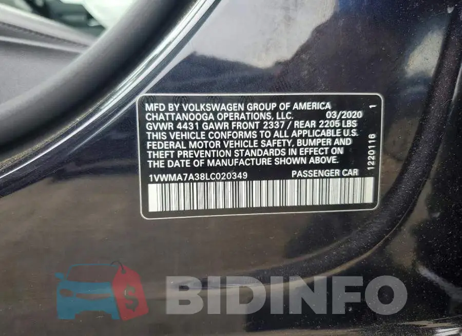1VWMA7A38LC020349 Photo# 13