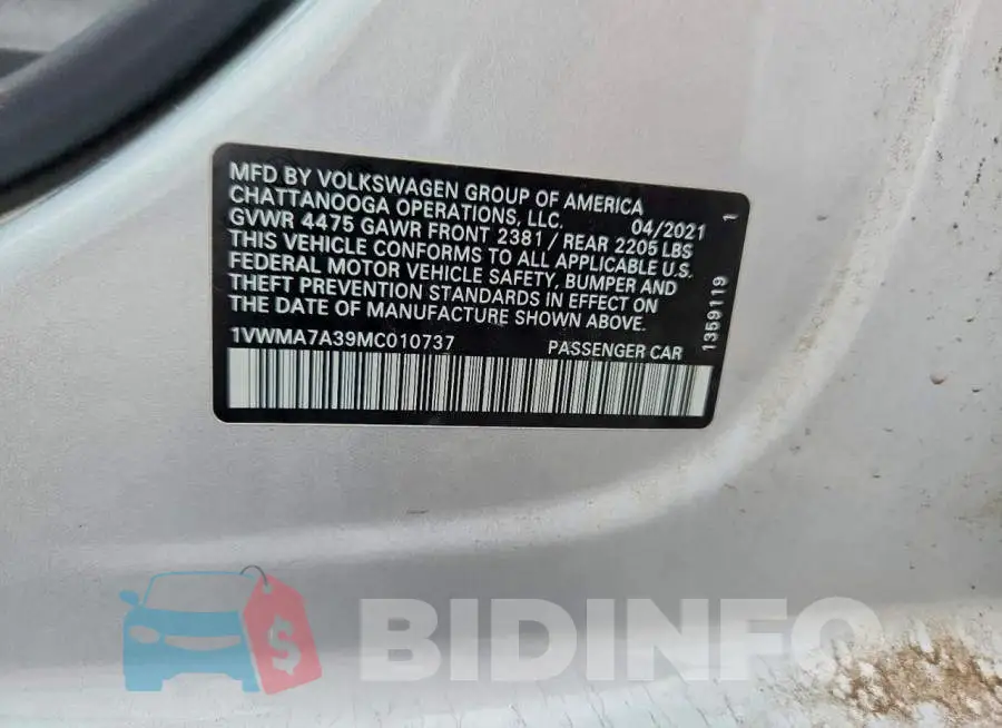 1VWMA7A39MC010737 Photo# 13