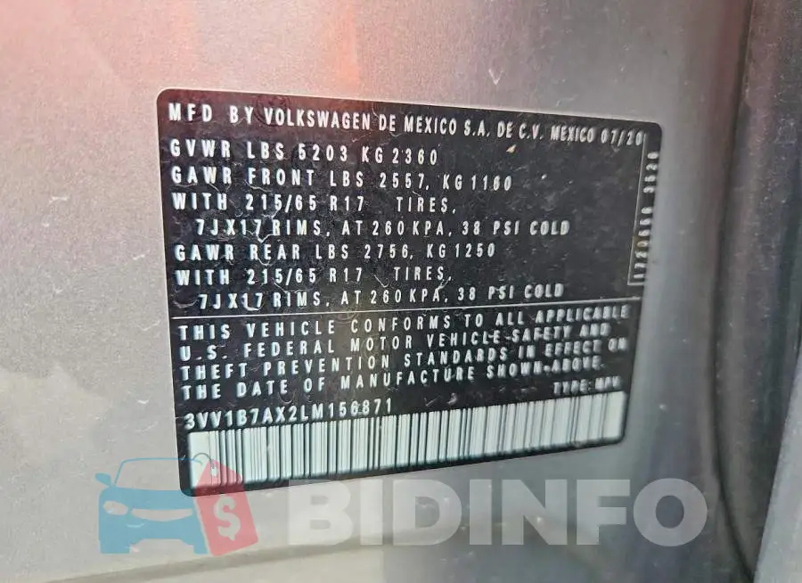 3VV1B7AX2LM156871 Photo# 12