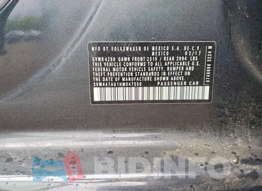3VW447AU1HM047558 Photo# 12