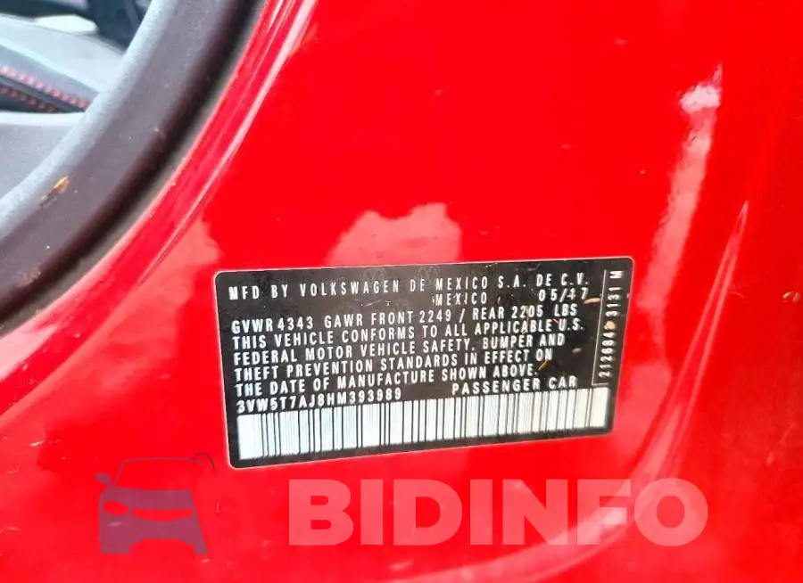 3VW5T7AJ8HM393989 Photo# 12
