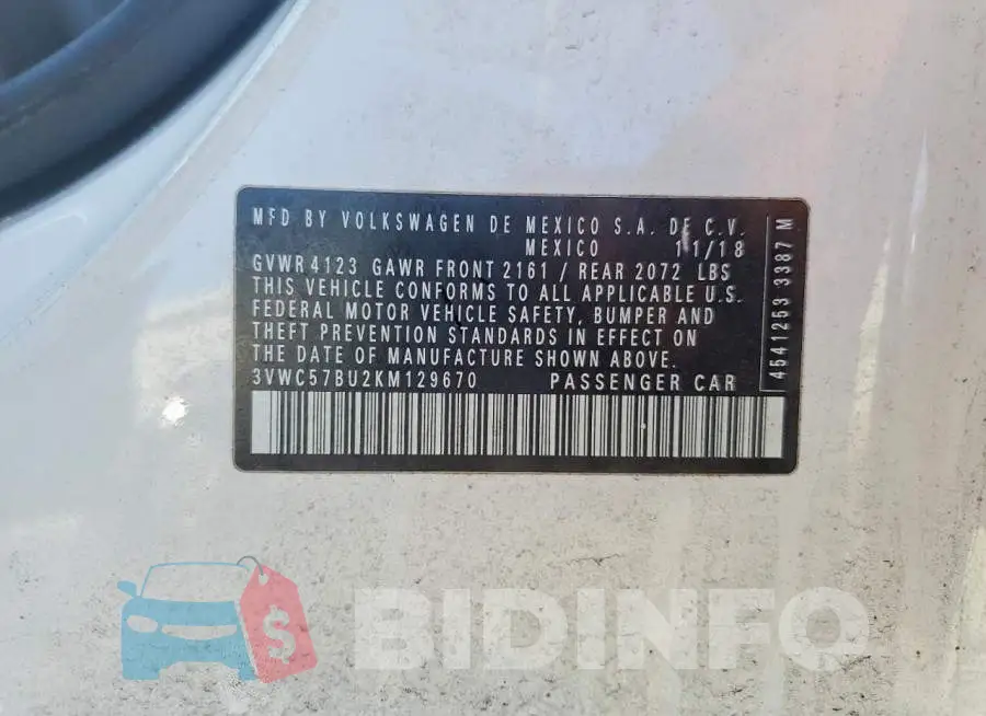 3VWC57BU2KM129670 Photo# 12