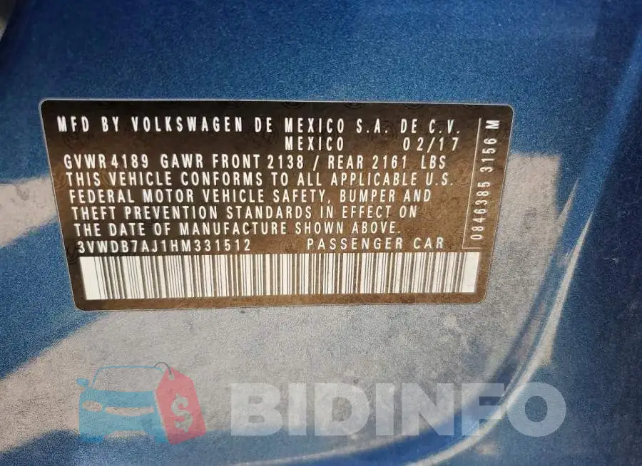 3VWDB7AJ1HM331512 Photo# 12