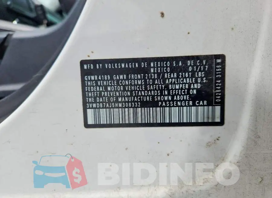 3VWDB7AJ5HM308332 Photo# 12