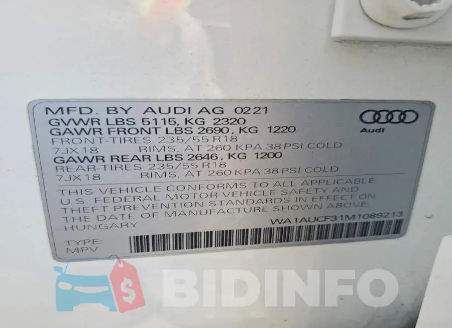 WA1AUCF31M1089213 Photo# 12