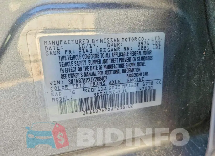 3N1AB7APXJY208402 Photo# 12