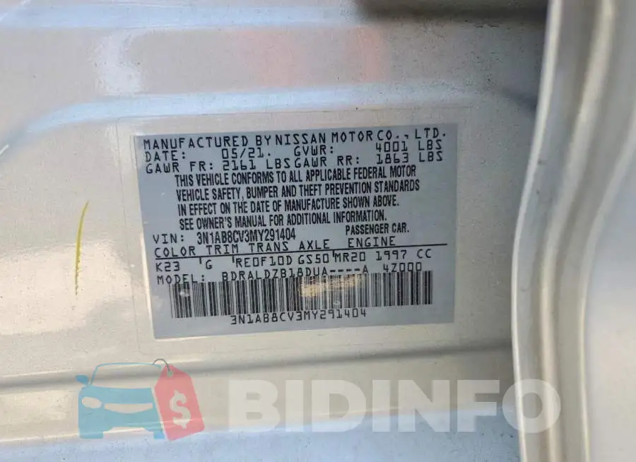 3N1AB8CV3MY291404 Photo# 12